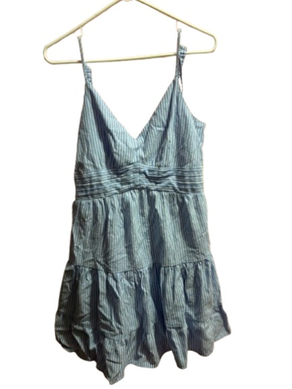 Women's Blue Striped Sleeveless V-Neck Dress